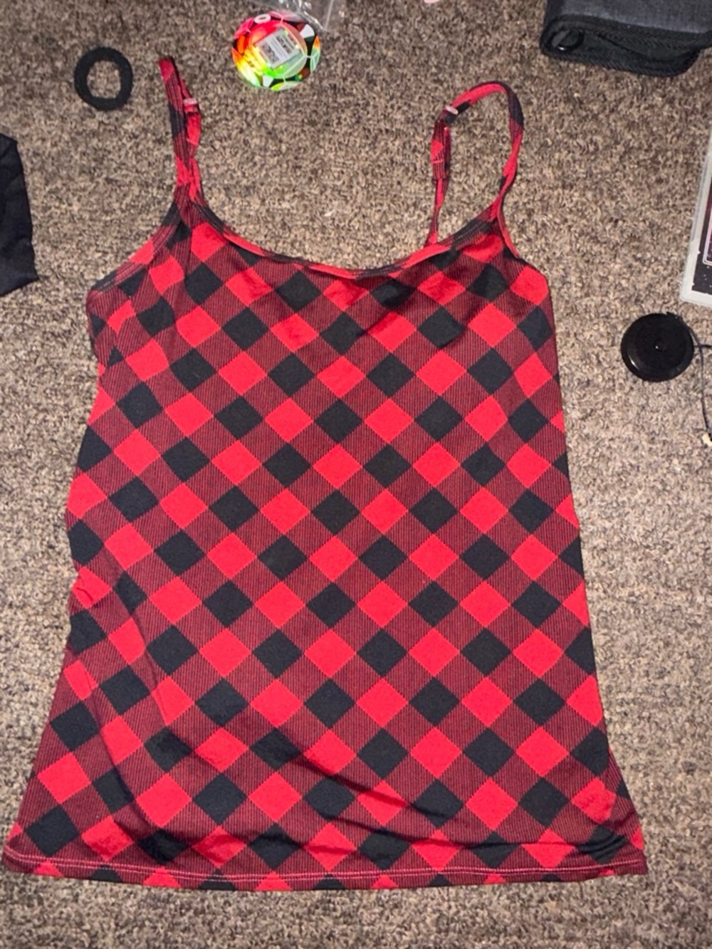 Lucky Brand Red and Black Buffalo Plaid Cami